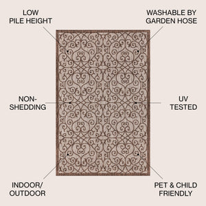 Madrid Vintage Filigree Textured Weave Indoor/Outdoor Area Rug