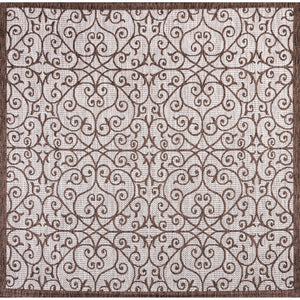 Madrid Vintage Filigree Textured Weave Indoor/Outdoor Square Area Rug
