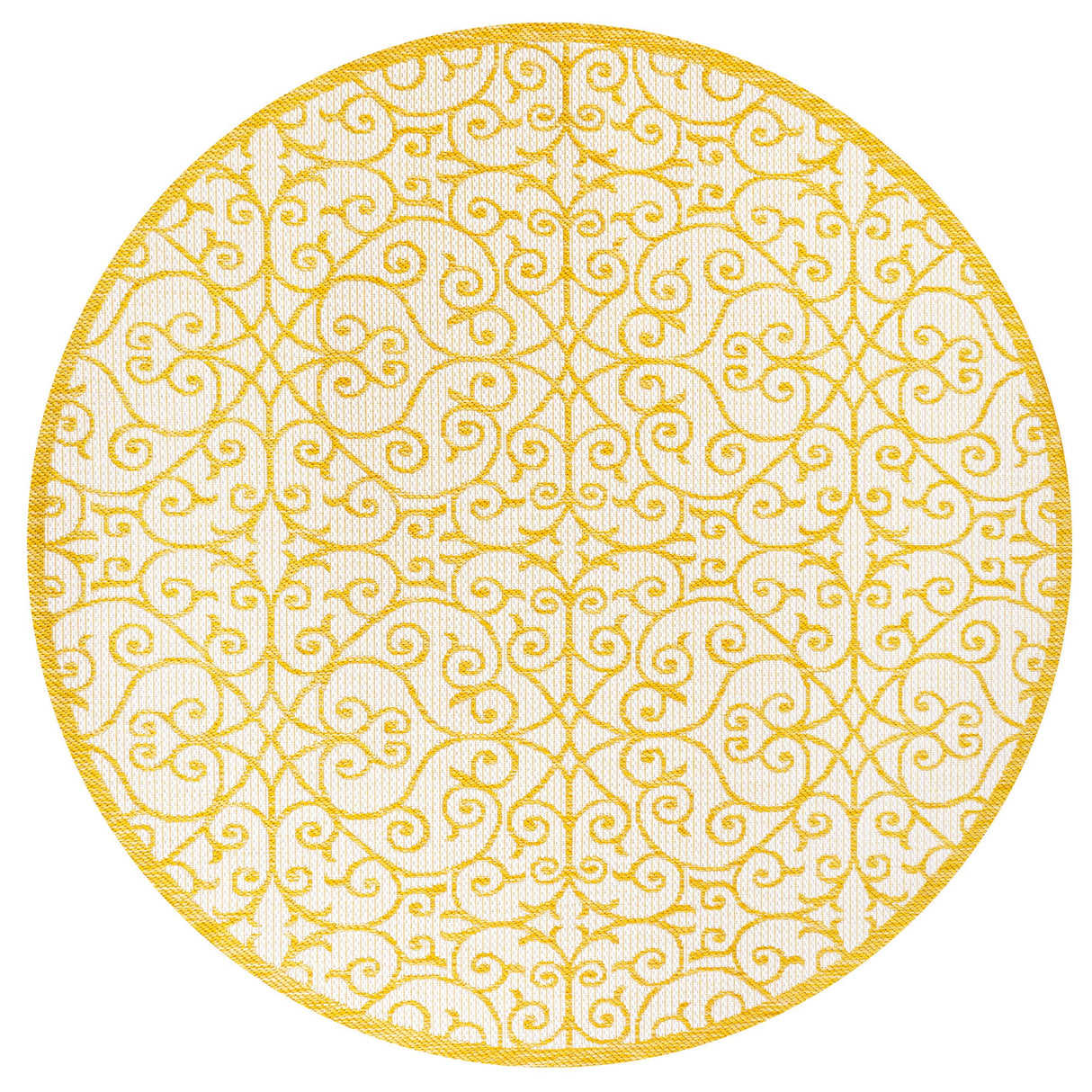 Madrid Vintage Filigree Textured Weave Indoor/Outdoor Round Area Rug