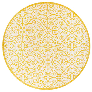 Madrid Vintage Filigree Textured Weave Indoor/Outdoor Round Area Rug