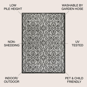 Madrid Vintage Filigree Textured Weave Indoor/Outdoor Area Rug