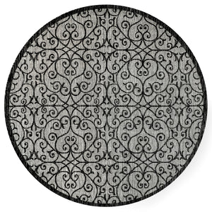 Madrid Vintage Filigree Textured Weave Indoor/Outdoor Round Area Rug