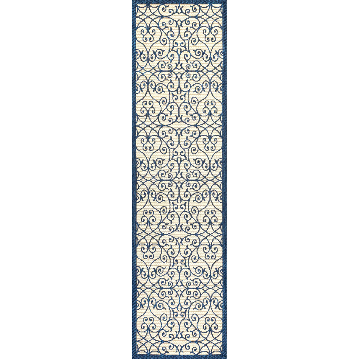 Madrid Vintage Filigree Textured Weave Indoor/Outdoor Runner Rug