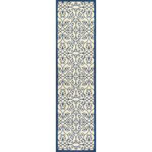 Madrid Vintage Filigree Textured Weave Indoor/Outdoor Runner Rug