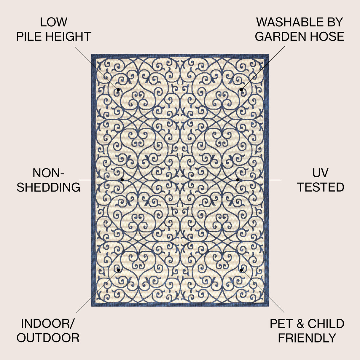 Madrid Vintage Filigree Textured Weave Indoor/Outdoor Area Rug
