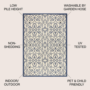 Madrid Vintage Filigree Textured Weave Indoor/Outdoor Area Rug