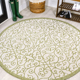 Madrid Vintage Filigree Textured Weave Indoor/Outdoor Round Area Rug