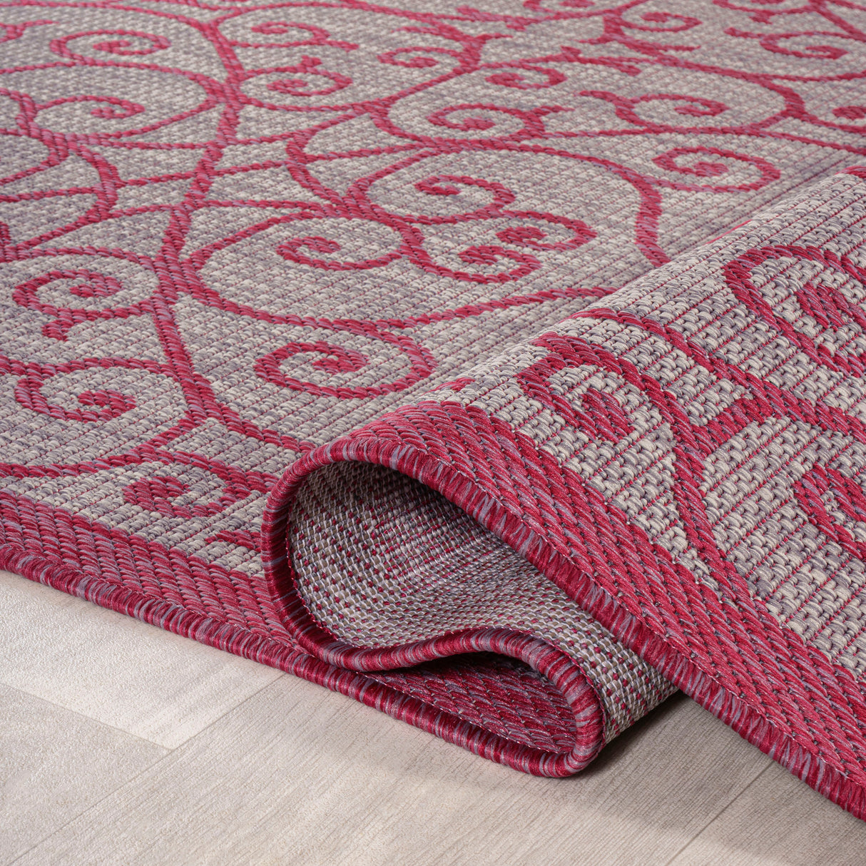 Madrid Vintage Filigree Textured Weave Indoor/Outdoor Runner Rug