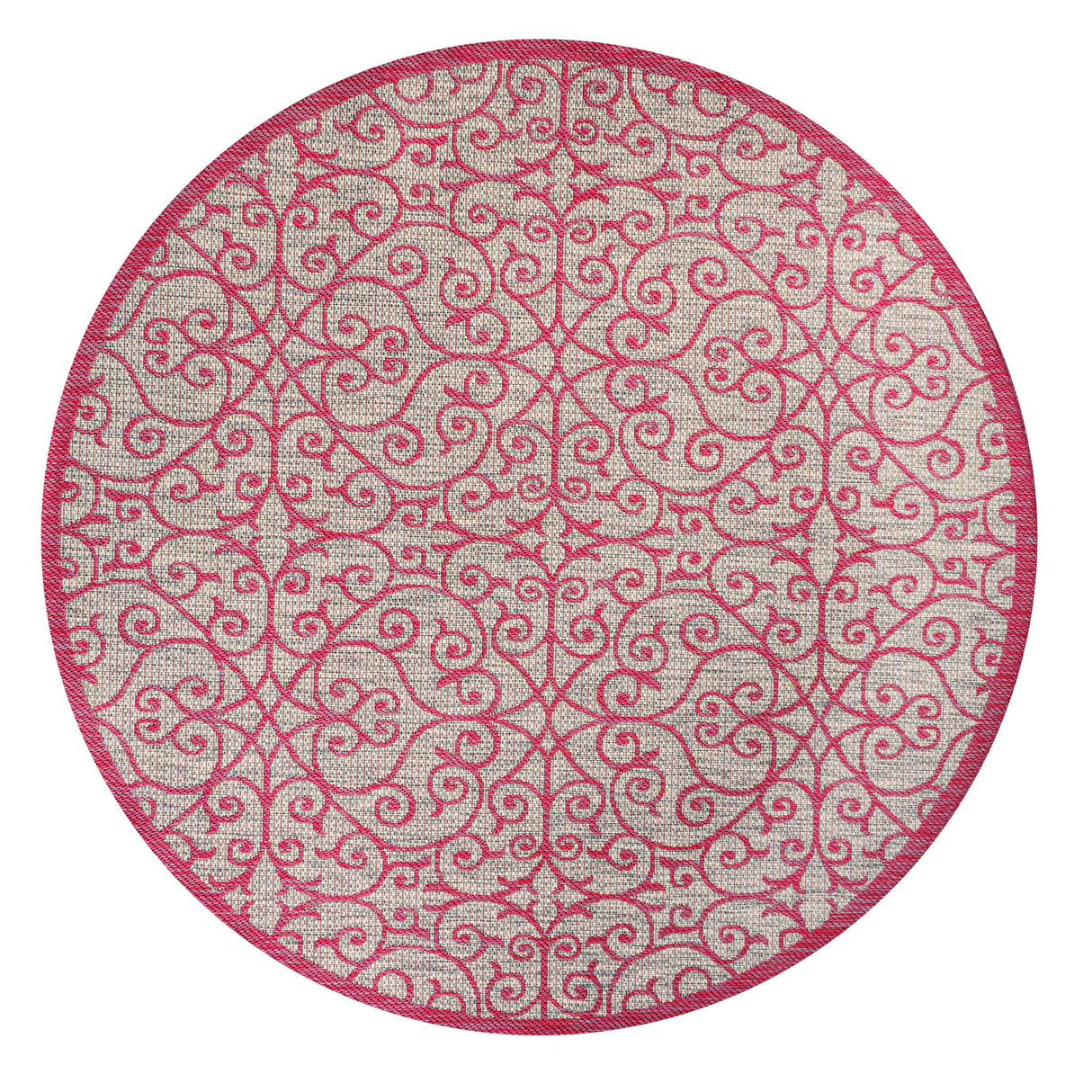 Madrid Vintage Filigree Textured Weave Indoor/Outdoor Round Area Rug