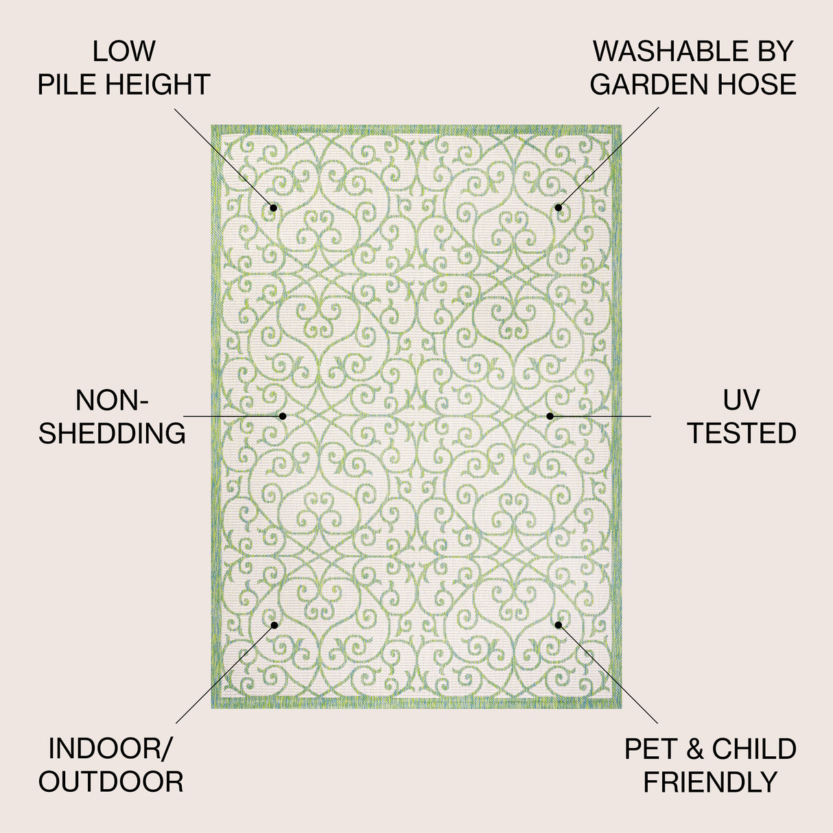 Madrid Vintage Filigree Textured Weave Indoor/Outdoor Area Rug