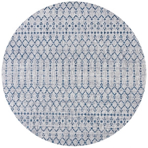 Ourika Moroccan Geometric Textured Indoor/Outdoor Round Area Rug