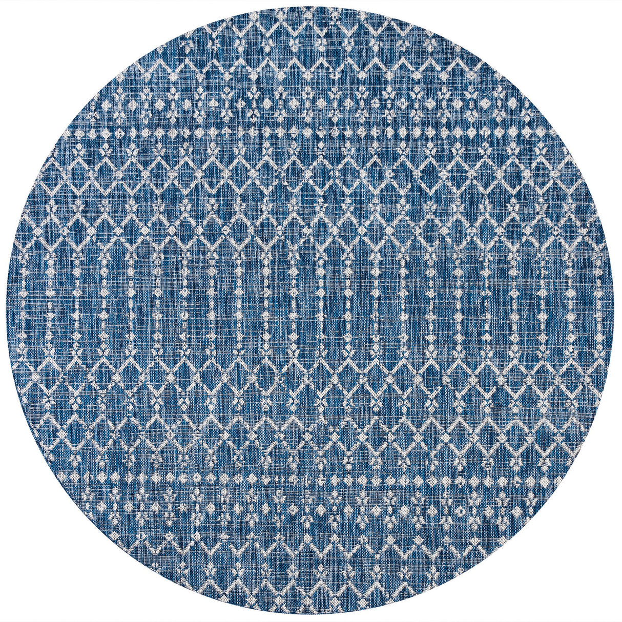 Ourika Moroccan Geometric Textured Indoor/Outdoor Round Area Rug