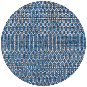 Ourika Moroccan Geometric Textured Indoor/Outdoor Round Area Rug