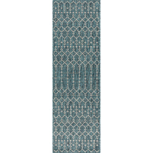 Ourika Moroccan Geometric Textured Weave Indoor/Outdoor Runner Rug