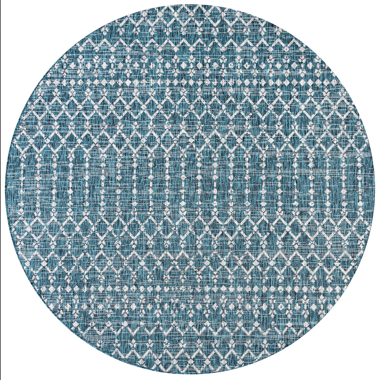 Ourika Moroccan Geometric Textured Indoor/Outdoor Round Area Rug
