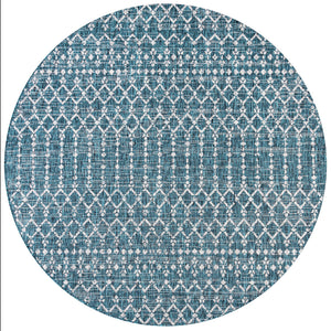 Ourika Moroccan Geometric Textured Indoor/Outdoor Round Area Rug