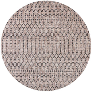 Ourika Moroccan Geometric Textured Indoor/Outdoor Round Area Rug
