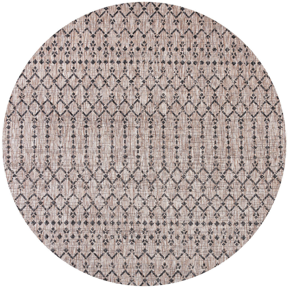 Ourika Moroccan Geometric Textured Indoor/Outdoor Round Area Rug