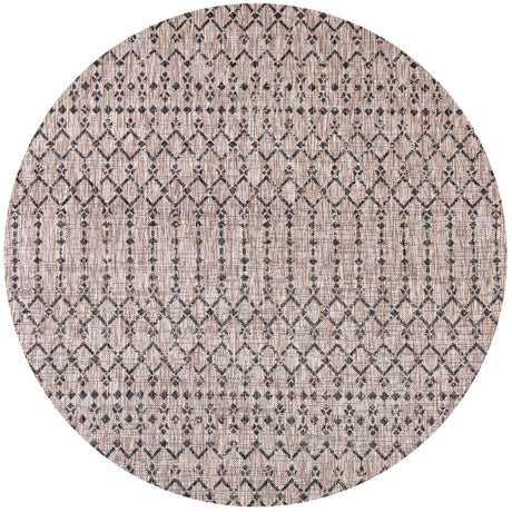 Ourika Moroccan Geometric Textured Indoor/Outdoor Round Area Rug