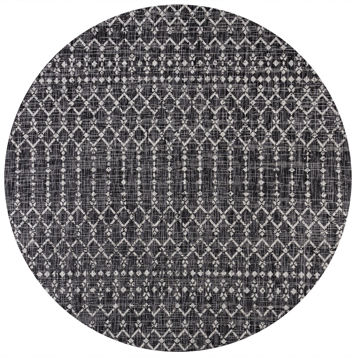 Ourika Moroccan Geometric Textured Indoor/Outdoor Round Area Rug
