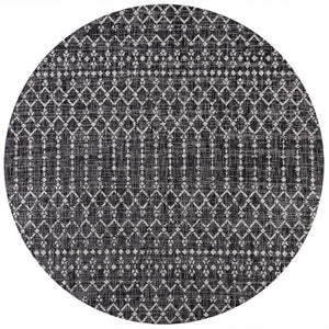 Ourika Moroccan Geometric Textured Indoor/Outdoor Round Area Rug