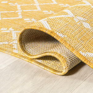 Ourika Moroccan Geometric Textured Weave Indoor/Outdoor Runner Rug