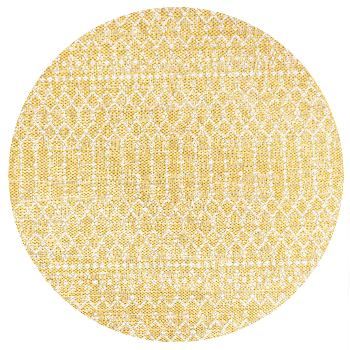 Ourika Moroccan Geometric Textured Weave Indoor/Outdoor Round Area Rug