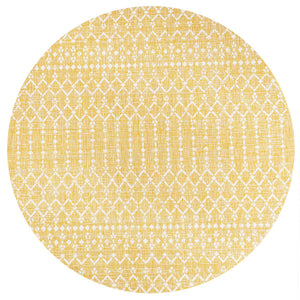 Ourika Moroccan Geometric Textured Weave Indoor/Outdoor Round Area Rug