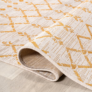 Ourika Moroccan Geometric Textured Weave Indoor/Outdoor Square Area Rug