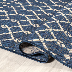 Ourika Moroccan Geometric Textured Weave Indoor/Outdoor Square Area Rug