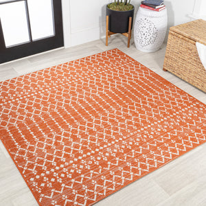 Ourika Moroccan Geometric Textured Weave Indoor/Outdoor Square Area Rug