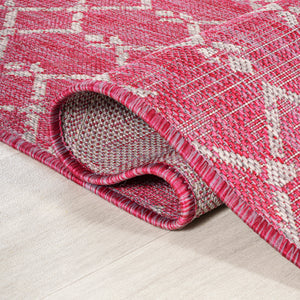 Ourika Moroccan Geometric Textured Weave Indoor/Outdoor Round Area Rug