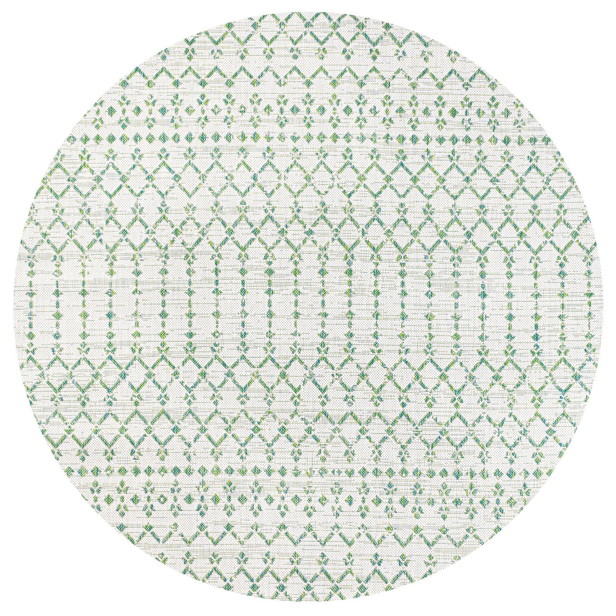 Ourika Moroccan Geometric Textured Weave Indoor/Outdoor Round Area Rug