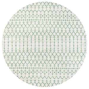 Ourika Moroccan Geometric Textured Weave Indoor/Outdoor Round Area Rug