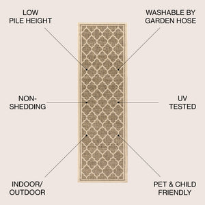 Trebol Moroccan Trellis Textured Indoor/Outdoor Runner Rug