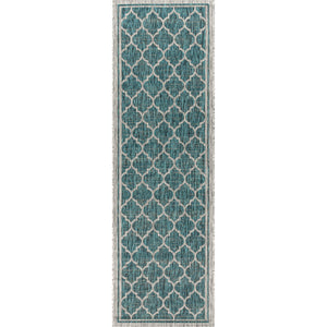 Trebol Moroccan Trellis Textured Weave Indoor/Outdoor Runner Rug
