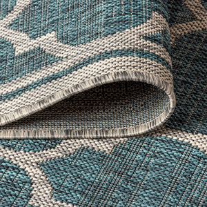 Trebol Moroccan Trellis Textured Weave Indoor/Outdoor Square Area Rug