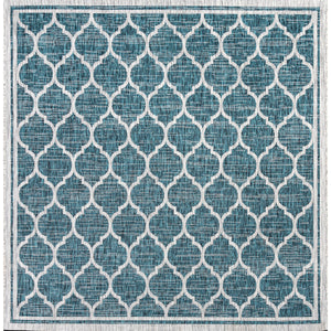 Trebol Moroccan Trellis Textured Weave Indoor/Outdoor Square Area Rug