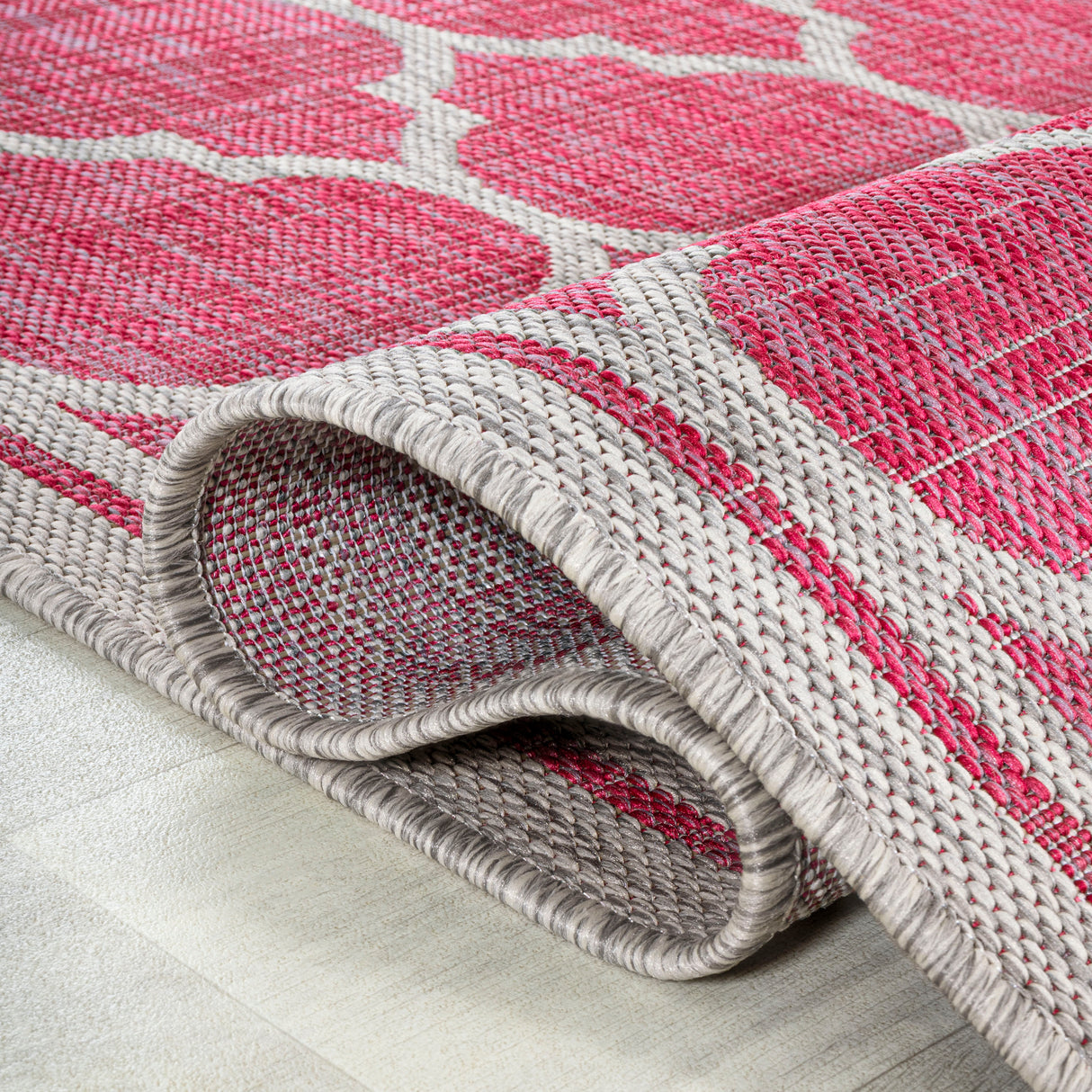 Trebol Moroccan Trellis Weave Indoor/Outdoor Square Area Rug