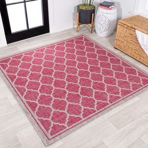 Trebol Moroccan Trellis Weave Indoor/Outdoor Square Area Rug