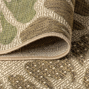 Zinnia Modern Floral Textured Weave Indoor/Outdoor Square Area Rug