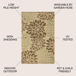Zinnia Modern Floral Textured Weave Indoor/Outdoor Area Rug