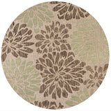 Zinnia Modern Floral Textured Weave Indoor/Outdoor Round Area Rug
