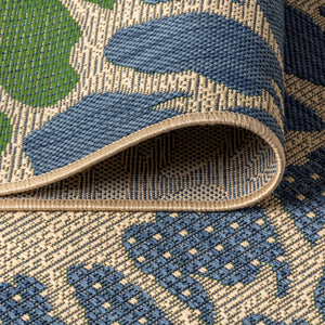 Zinnia Modern Floral Textured Weave Indoor/Outdoor Round Area Rug