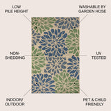 Zinnia Modern Floral Textured Weave Indoor/Outdoor Area Rug