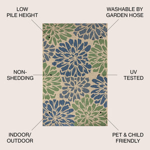 Zinnia Modern Floral Textured Weave Indoor/Outdoor Area Rug