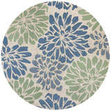 Zinnia Modern Floral Textured Weave Indoor/Outdoor Round Area Rug