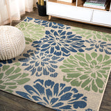 Zinnia Modern Floral Textured Weave Indoor/Outdoor Square Area Rug