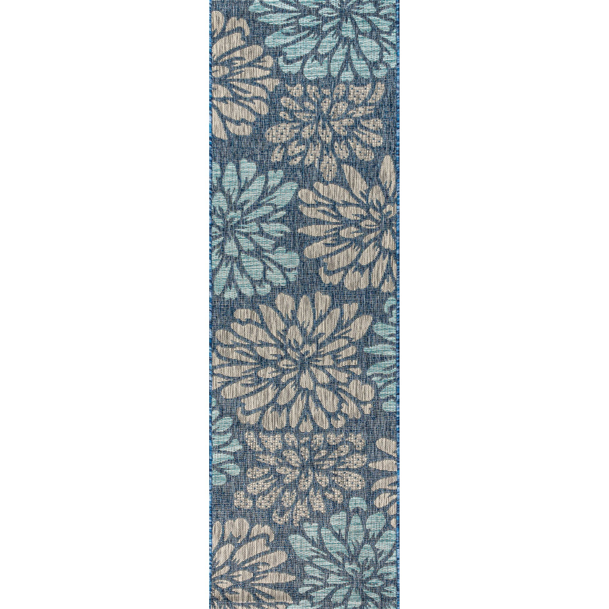 Zinnia Modern Floral Textured Weave Indoor/Outdoor Runner Rug