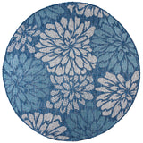 Zinnia Modern Floral Textured Weave Indoor/Outdoor Round Area Rug